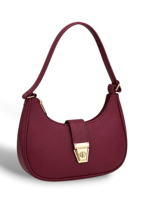 Maroon Moon Lock Shoulder Bag