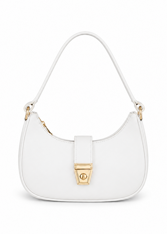 White Moon Lock Shoulder Bag