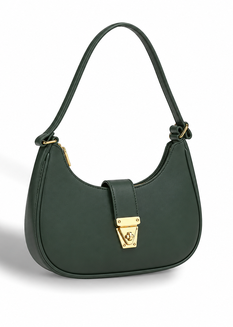 Green Moon Lock Shoulder Bag