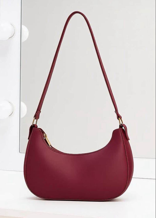 Maroon Half Moon Shoulder Bag for Women
