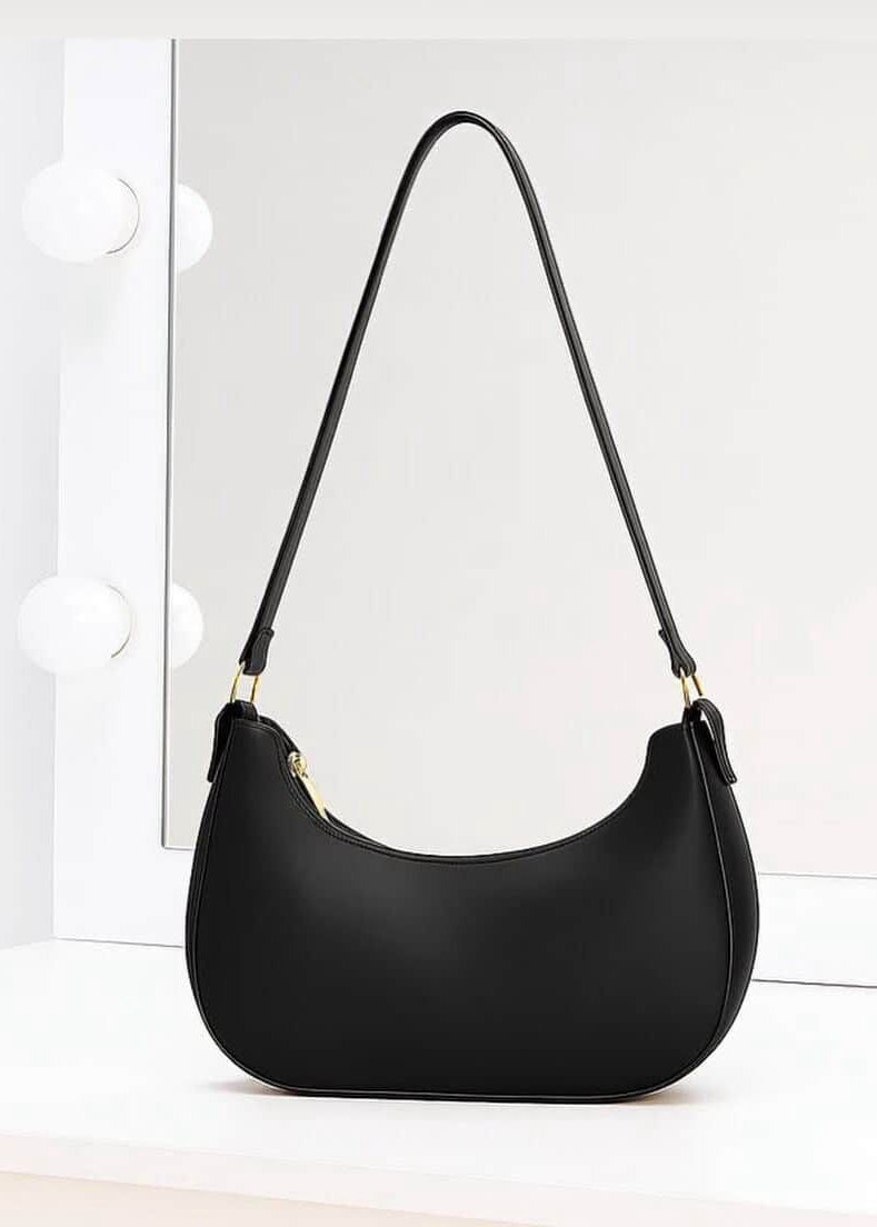 Black Half Moon Shoulder Bag for Women